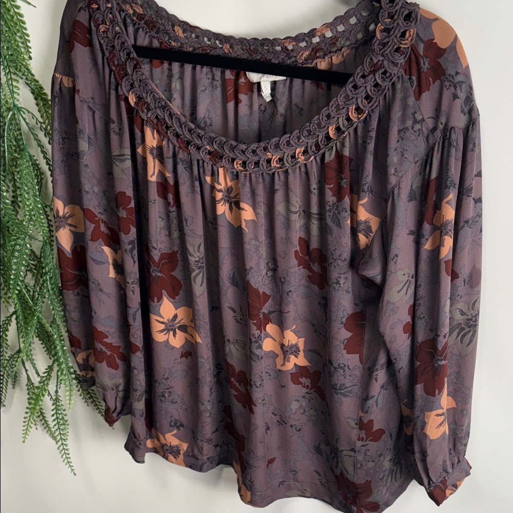 Joie Mauve and Rust Floral Blouse SILK